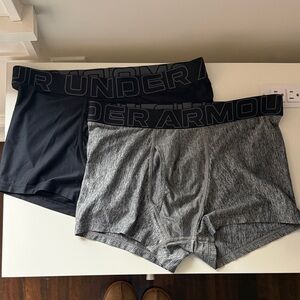 Under Armour Men’s Boxer Briefs — Black and Heather Gray (2-Pack)